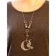 Witch and Moon Necklace with Charoite, Amethyst and Moonstone
