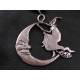 Witch and Moon Necklace with Charoite, Amethyst and Moonstone
