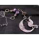 Witch and Moon Necklace with Charoite, Amethyst and Moonstone