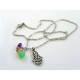 Hamsa Charm Necklace with Amethyst, Opal Chalcedony and Quartz