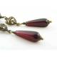 Long Red Earrings, Czech Glass Beads