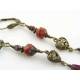Long Red Earrings, Czech Glass Beads