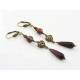 Long Red Earrings, Czech Glass Beads