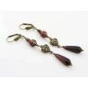 Long Red Earrings, Czech Glass Beads