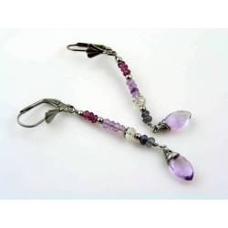 Amethyst, Garnet, Iolite and Moonstone Earrings