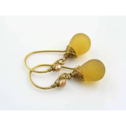 Matte Amber Drop Earrings