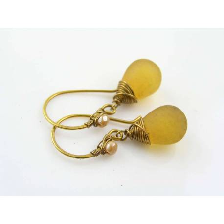 Matte Amber Drop Earrings
