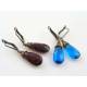 Sapphire Blue Drop Earrings, Wire Wrapped Czech Glass Earrings