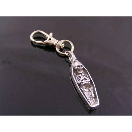 Zipper Pull - Skeleton in Coffin, Great Biker Gift