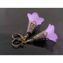 Purple Lucite Flower Earrings