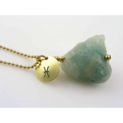 Aquamarine Birthstone Necklace, Pisces Astrological Star Sign Charm