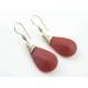 Burgundy Red Earrings, Wire Wrapped