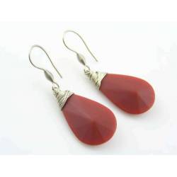 Rusty Red Earrings, Wire Wrapped