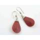 Burgundy Red Earrings, Wire Wrapped