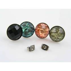 Sparkling Cabochon Ear Studs