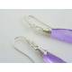 Purple Faceted Acrylic Drop Earrings, Wire Wrapped Ear Wires