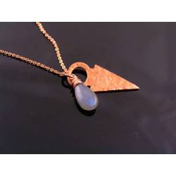 Solid Copper Arrow Necklace with Blue Labradorite and Sodalite