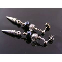 Ear Studs with Crystals and Spike Drops