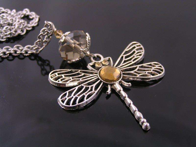Crystal Set Dragonfly Necklace Wedunit Jewels