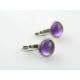 Purple Cabochon Earrings, Hypoallergenic Stainless Steel