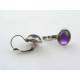 Purple Cabochon Earrings, Hypoallergenic Stainless Steel