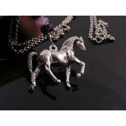 Solid, Free Standing Horse Necklace with Amethyst and Labradorite