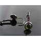 Olive Green Cabochon Earrings in Gunmetal