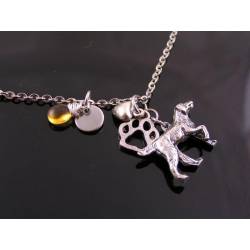 Pointer Dog Necklace with Initial and Birthstone