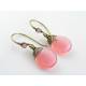 Wire Wrapped Pink Opal Earrings