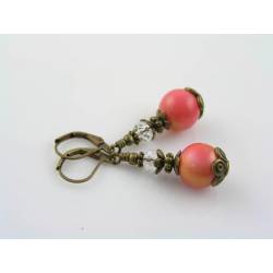 Golden Pink Glass Bead Earrings