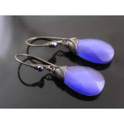 Purple Cats Eye Wire Wrapped Earrings