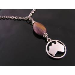 Australian Map Circle Necklace, Mookaite