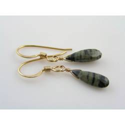 Jasper Earrings, Gold Filled