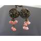 Filigree and Pink Flower Earrings