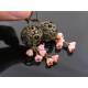 Filigree and Pink Flower Earrings