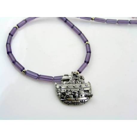 Noah's Ark Purple Bead Necklace
