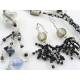 Handmade Black and Silver Seed Bead Necklace and Earrings Set