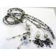 Handmade Black and Silver Seed Bead Necklace and Earrings Set