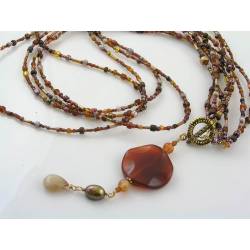 Genuine Agate and Seed Bead Necklace