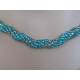 Seed Bead Spiral Necklace, Blue and Silver