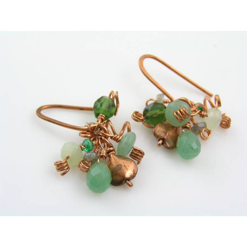 Green outlet gemstone earrings