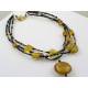 3 Strand Seed Bead and Gold Foiled Lampwork Necklace