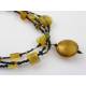 3 Strand Seed Bead and Gold Foiled Lampwork Necklace