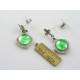 Green Cabochon Dangle Earrings