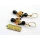 Spinel, Onyx and Mandarin Garnet Earrings