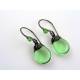 Large Green Czech Drop Earrings, Wire Wrapped Ear Wires