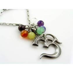 Om Symbol Necklace with Chakra Gemstones