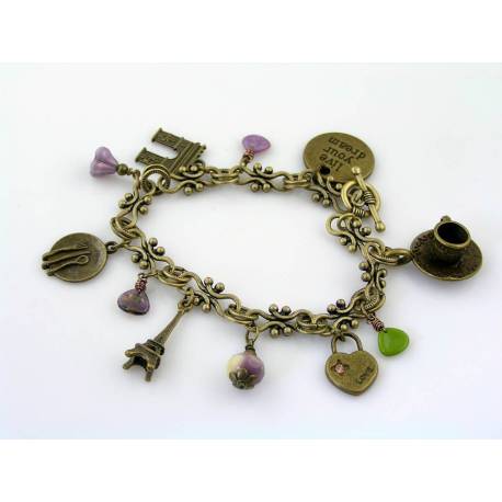 Paris Charm Bracelet - Live your Dream with Czech Glass Beads