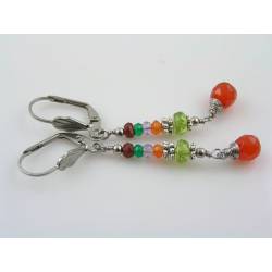 Gemstone Dangle Earrings, Stainless Steel