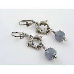 Dolphin Earrings with Iolite Gemstones